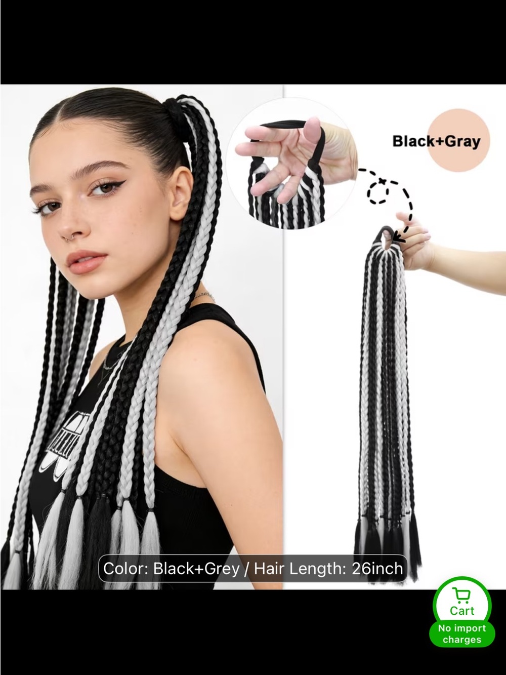 Black Braided Ponytail Hair Extensions